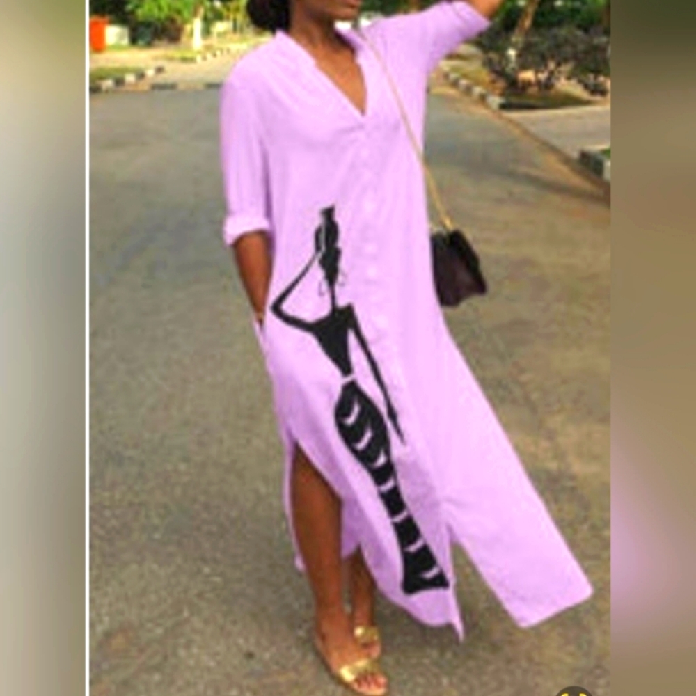Woman's Classy and Elegant Maxi Dress, color:purple size: 3x